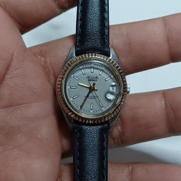 Acqua by Timex Indiglo Watch Quartz Silver and Gold Tone Band Silver Round Dial - Picture 1 of 6